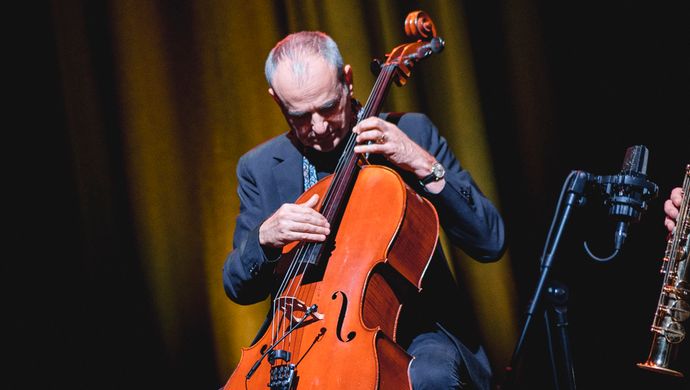 Muzikant speelt aandachtig de cello